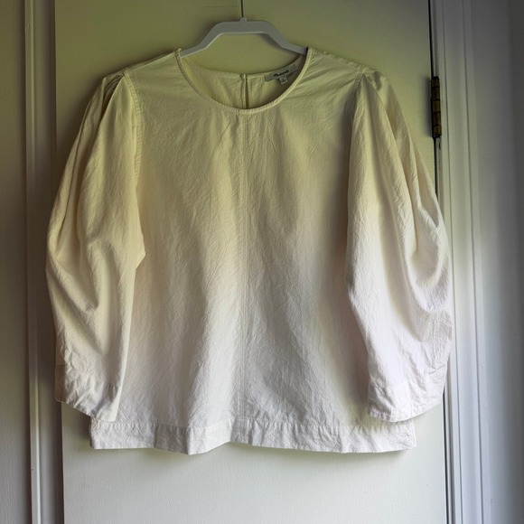 Madewell Tops - Madewell Cream Cotton Puff Sleeve Blouse Off White 3/4 Balloon Sleeve Top M